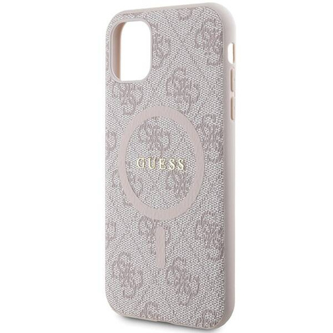 Oryginalne Etui GUESS Hardcase GUHMN61G4GFRP do iPhone 11 (Kompatybilny z Magsafe / 4G Ring classic logo / różowy)
