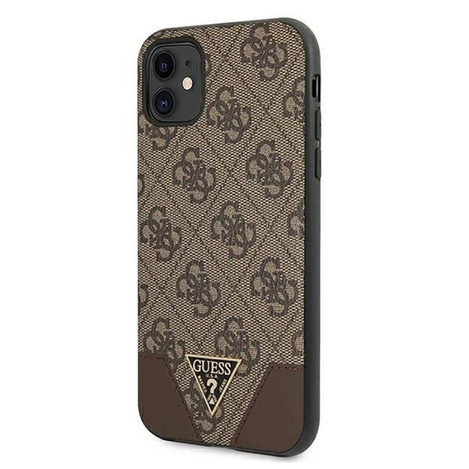 Guess nakładka do iPhone 11 GUHCN61PU4GHBR brązowa hard case 4G Triangle Collection