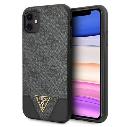 Guess nakładka do iPhone 11 GUHCN61PU4GHBK szara hard case 4G Triangle Collection
