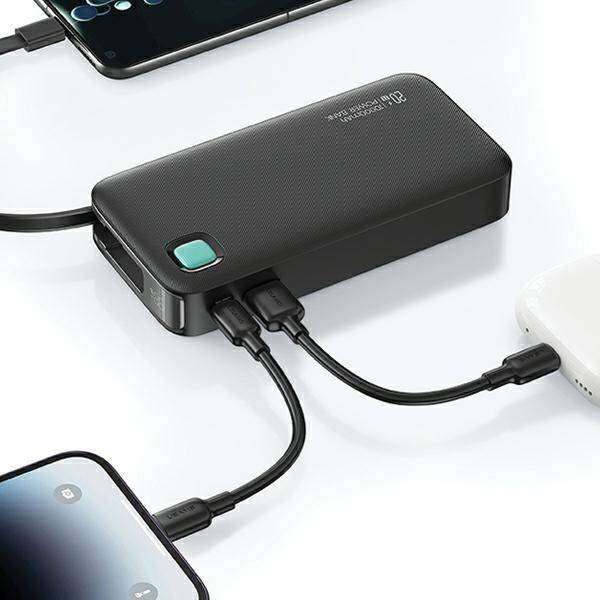 USAMS Powerbank ze zwijanym kablem USB-C Retractable 10000 mAh PD 20W Fast Charge XY Series czarny/black 10KCD22401(US-CD224)