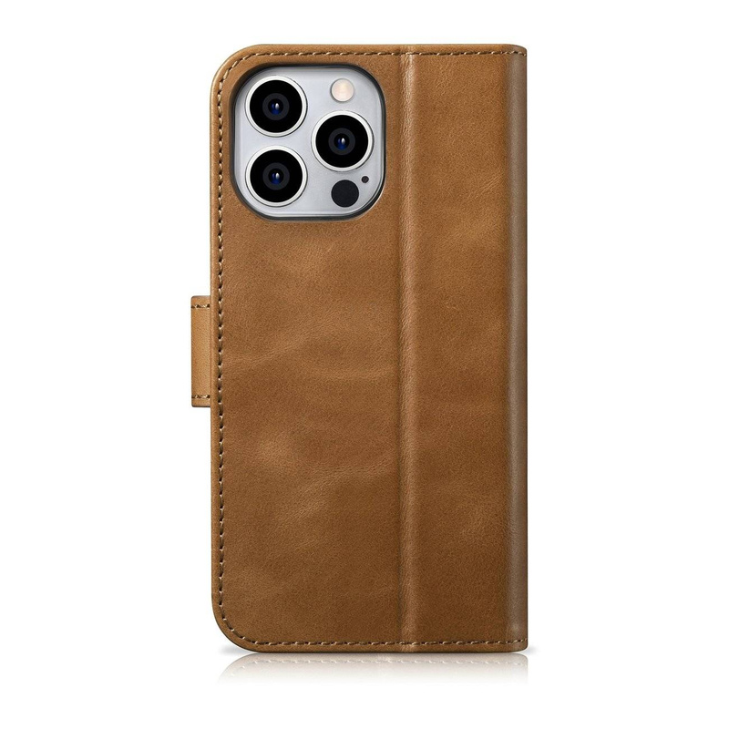 iCarer Oil Wax Wallet Case 2in1 iPhone 14 Pro Max Flip Leather Cover Anti-RFID Brown (WMI14220724-TN)