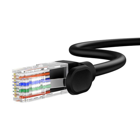 Kabel Ethernet Baseus High Speed Cat 5 RJ-45 1000Mb/s 0.5m okrągły - czarny
