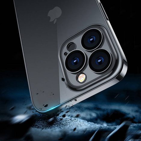 Joyroom 14Q Case Hülle für iPhone 14 Plus Hülle mit Metallic-Rahmen schwarz (JR-14Q3-black)