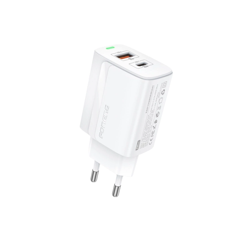 FONENG wall charger EU66 PD 20W 1xUSB-C + 1xUSB QC3.0 White