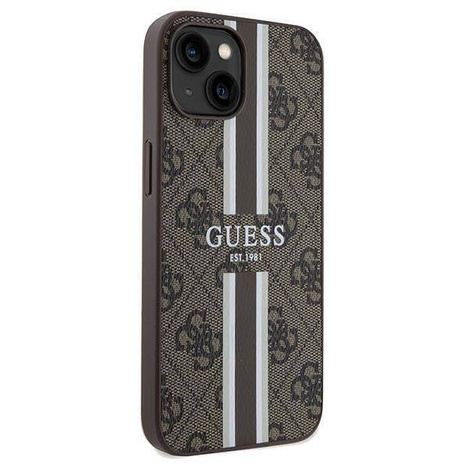 Guess nakładka do iPhone 15 6,1&quot; GUHMP15SP4RPSW HC MAGSAFE 4G PRINTED STRIPES brązowa