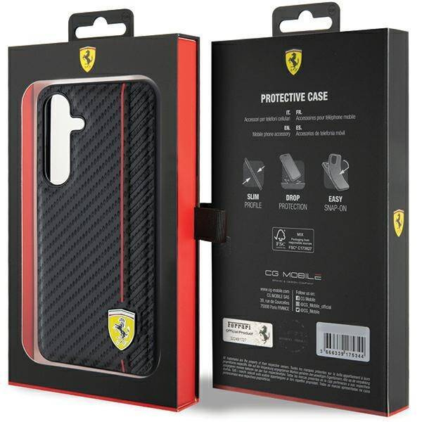 Oryginalne Etui FERRARI hardcase Carbon Printed Line FEHCS24SN3DUR do Samsung Galaxy  S24 Czarny