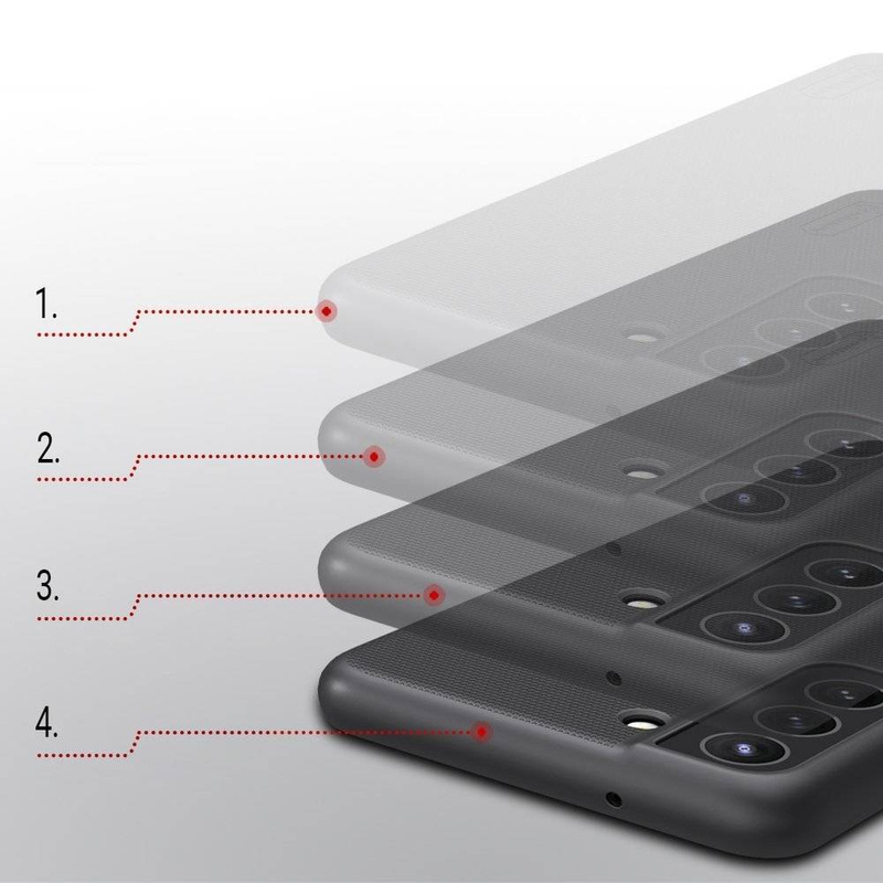 Nillkin Super Frosted Shield wzmocnione etui pokrowiec + podstawka Samsung Galaxy S21 FE czarny