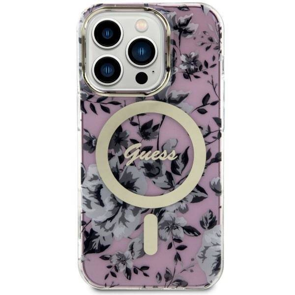 Guess GUHMP14XHCFWSP iPhone 14 Pro Max 6.7" pink/pink Hardcase Flower MagSafe