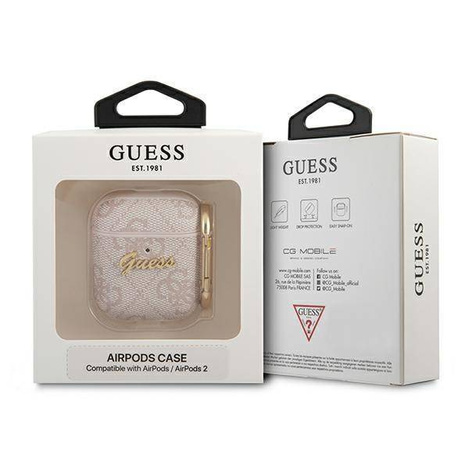 Original Handyhülle APPLE AIRPODS Guess 4G Script Metal Collection (GUA24GSMP) rosa