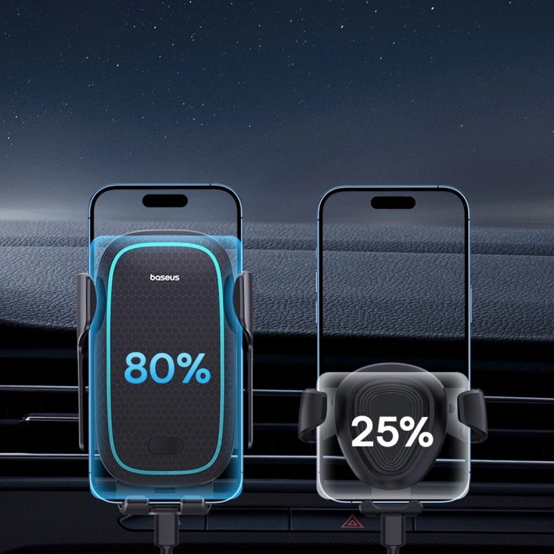 Baseus Milky Way Pro Series BS-CM023 Autohalterung für Lüftungsschlitze mit 15 W induktivem Ladegerät – Schwarz