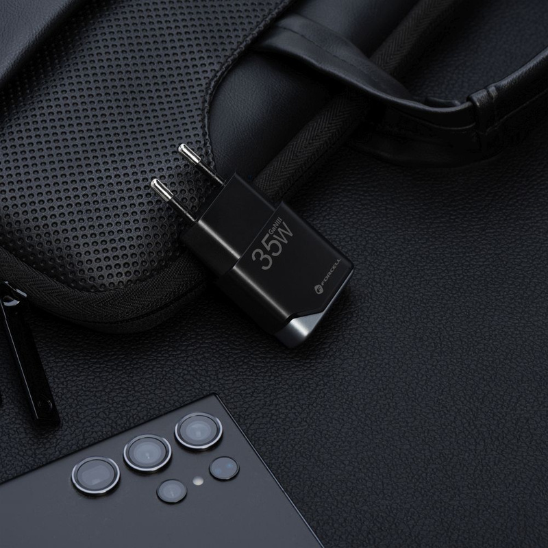 Ładowarka sieciowa do telefonu Forcell F-Energy Ultra Slim GaN III USB C PD QC4.0 3A 35W B135101-E czarna