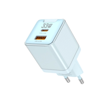 JELLICO Netz-Ladegerät EU55 GaN PD 33W 1xUSB-C + 1xUSB QC3.0 blau