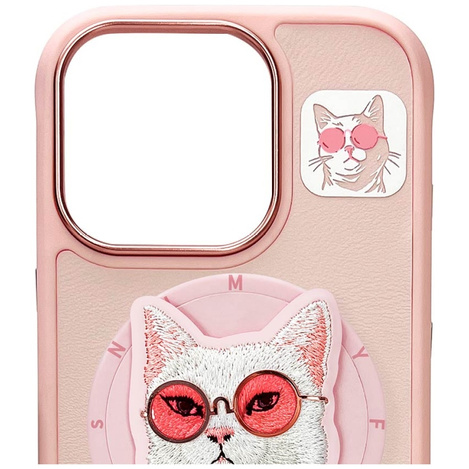 Etui Nimmy Glasses Cool Cat MagSafe do    iPhone 16 Pro Max różowy