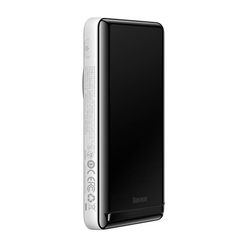 Baseus Magnetic Bracket Powerbank mit MagSafe Wireless Charging 10000mAh 20W Overseas Edition weiß (PPCX000202) + USB Type C Baseus Xiaobai Series 60W 0.5m