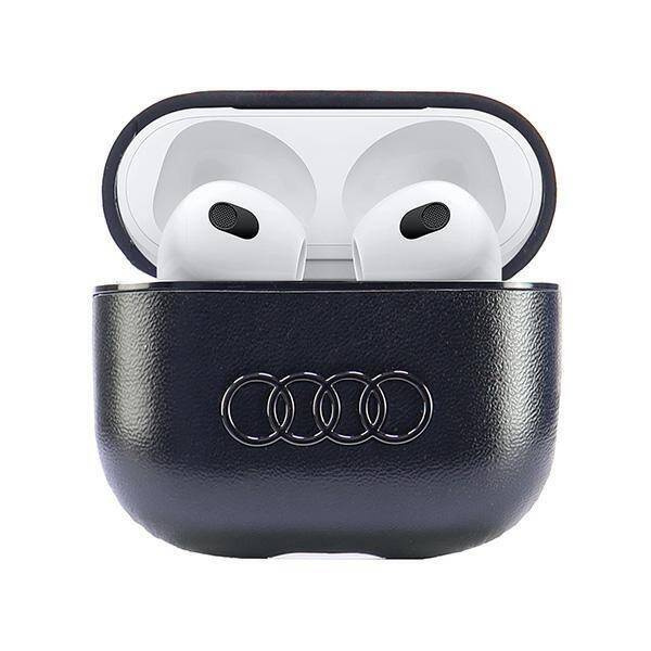Oryginalne Etui APPLE AIRPODS 3 Audi Leather Big Logo Cover (AU-AP3-GT/D3-BK) czarne