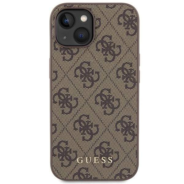 Guess 4G Metal Gold Logo case for iPhone 15 - brown