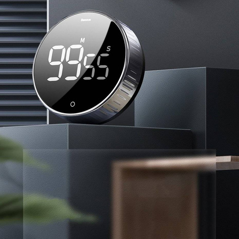 Baseus Heyo obrotowy minutnik czasomierz elektroniczny timer czarny (ACDJS-01)