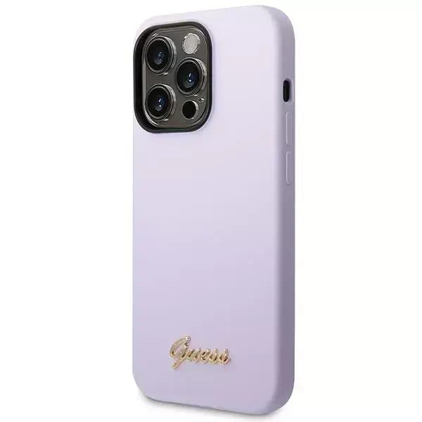 Guess Silicone Vintage - Etui iPhone 14 Pro (fioletowy)