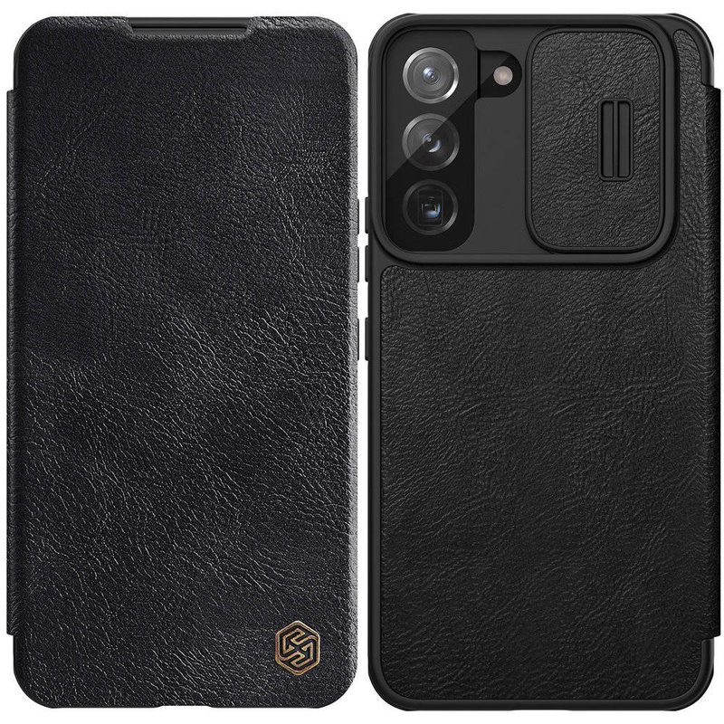 Nillkin Qin Leather Pro Case etui do Samsung Galaxy S22+ (S22 Plus) osłona na aparat kabura pokrowiec obudowa z klapką czarny