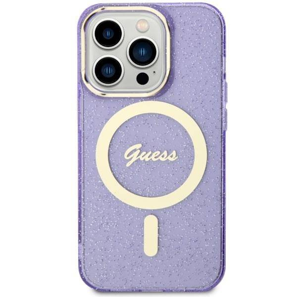 Guess GUHMP14XHCMCGU iPhone 14 Pro Max 6,7&quot; Lila/Lila Hardcase Glitter Gold MagSafe