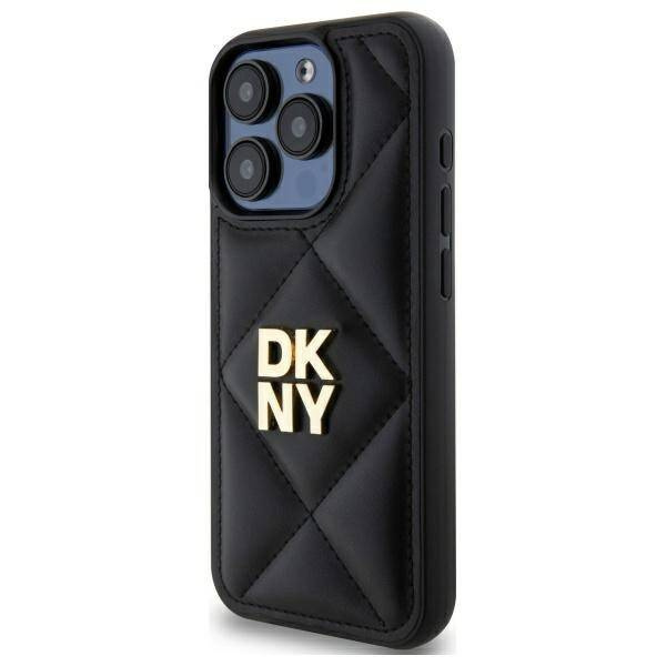 Original Handyhülle IPHONE 15 PRO DKNY Quilted Stack Logo (DKHCP15LPQDSLK) schwarz