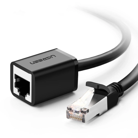 Ugreen przedłużacz kabel internetowy Ethernet RJ45 Cat 6 FTP 1000 Mbps 1 m czarny (NW112 11279)