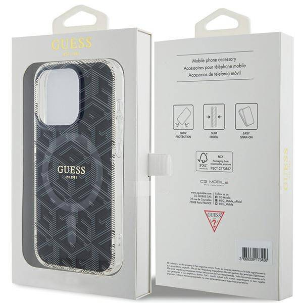 Oryginalne Etui APPLE IPHONE 15 PRO MAX Guess hardcase IML GCube MagSafe (GUHMP15XHGCUSTGK) czarne