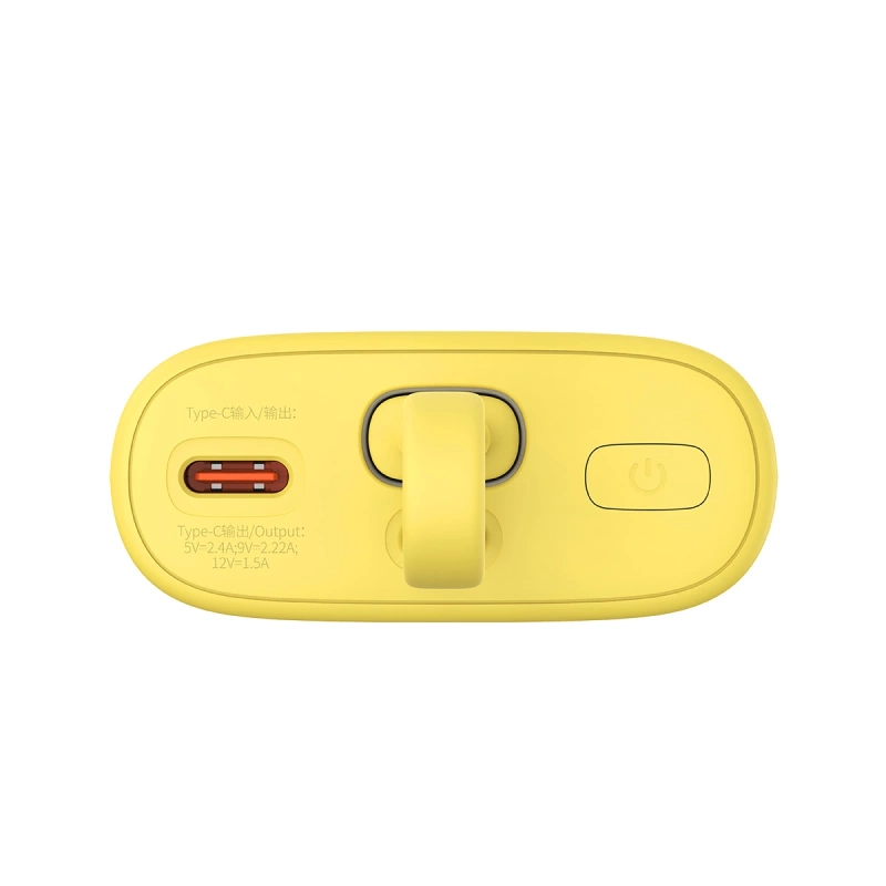 Baseus Popsicle 5200mAh 20W Powerbank with Built-in Lightning Cable (+ White Baseus Simple USB-C - USB-C 60W/20V/3A/30cm Cable) - Yellow-Pink