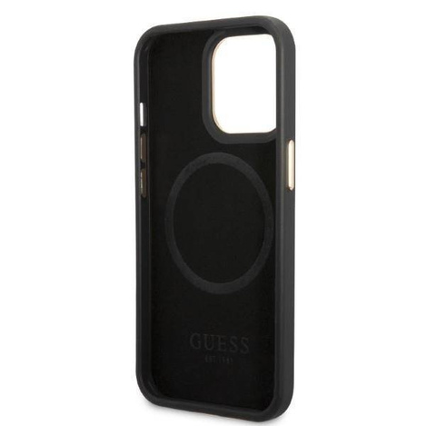 Guess Peony Logo Plate MagSafe - Etui iPhone 13 Pro (czarny)