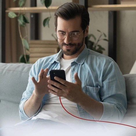 SBS TECABLETISSUETCCR USB-C – USB-C-Kabel 1,5 m 60 W geflochten – rot