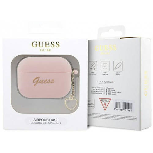 Guess GUAP2LSCHSP AirPods Pro 2 cover różowy/pink Silicone Charm Heart Collection