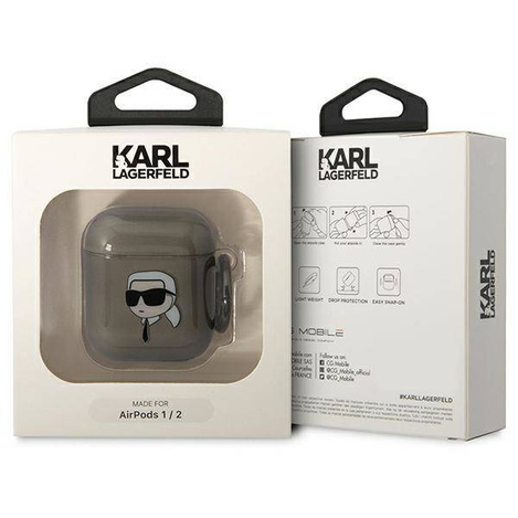 Original Handyhülle APPLE AIRPODS Karl Lagerfeld Karl`s Head (KLA2HNIKTCK) schwarz
