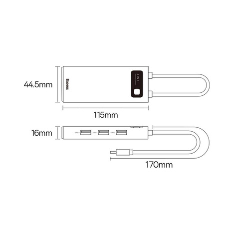 Baseus Metal Gleam Series 4 in 1 HUB Docking Station USB Type C - 4 x USB 3.2 Gen. 1 (WKWG070013)