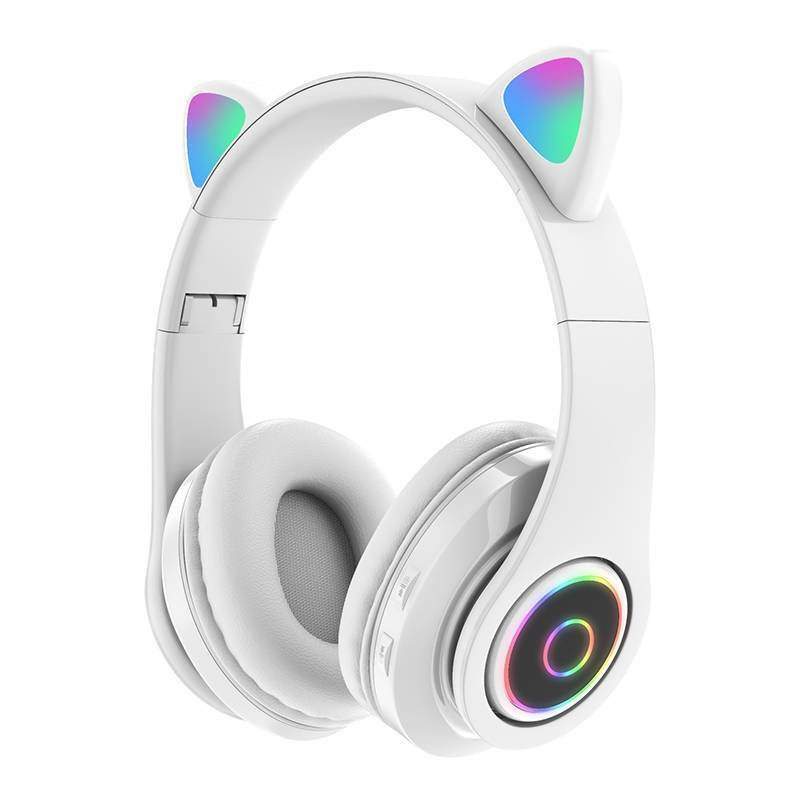 Słuchawki Bezprzewodowe Bluetooth z Kocimi Uszami Składane Z-B39 białe