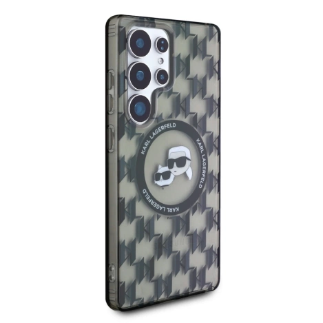Etui Karl Lagerfeld Button Karl & Choupette Heads On KL Pattern MagSafe Samsung Galaxy S25 Ultra czarny