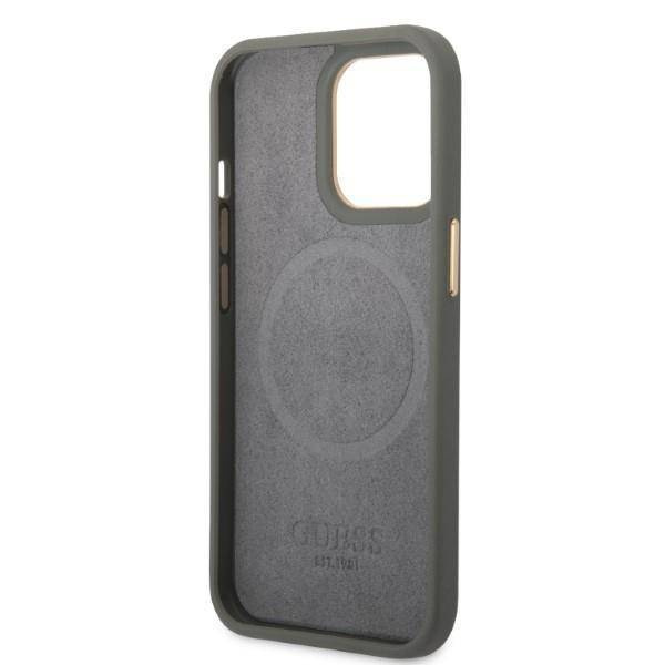 Guess Peony Logo Plate MagSafe - Etui iPhone 13 Pro Max (szary)