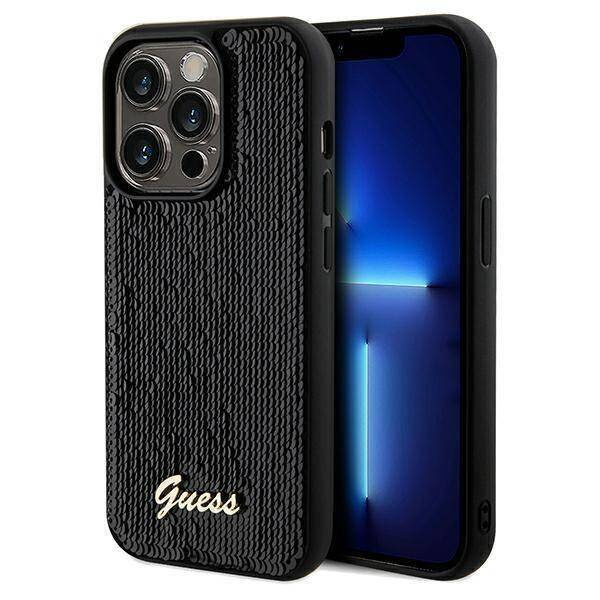 Guess nakładka do iPhone 14 Pro Max 6,7&quot; GUHCP14XPSFDGSK HC SEQUIN SCRIPT METAL czarna