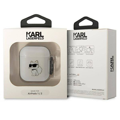 Original Handyhülle APPLE AIRPODS Karl Lagerfeld Ikonik Choupette (KLA2HNCHTCT) transparent