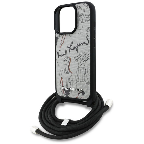 KARL LAGERFELD futerał do IPHONE 16 PRO MAX KLHCP16XPGGRMPCG kompatybilny z MagSafe (CRSSBY Grained PU W/ Pattern & Logo) szary