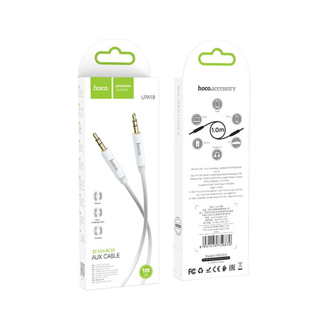 HOCO kabel AUX Audio Jack 3,5mm na Jack 3,5mm UPA19 1m srebrny