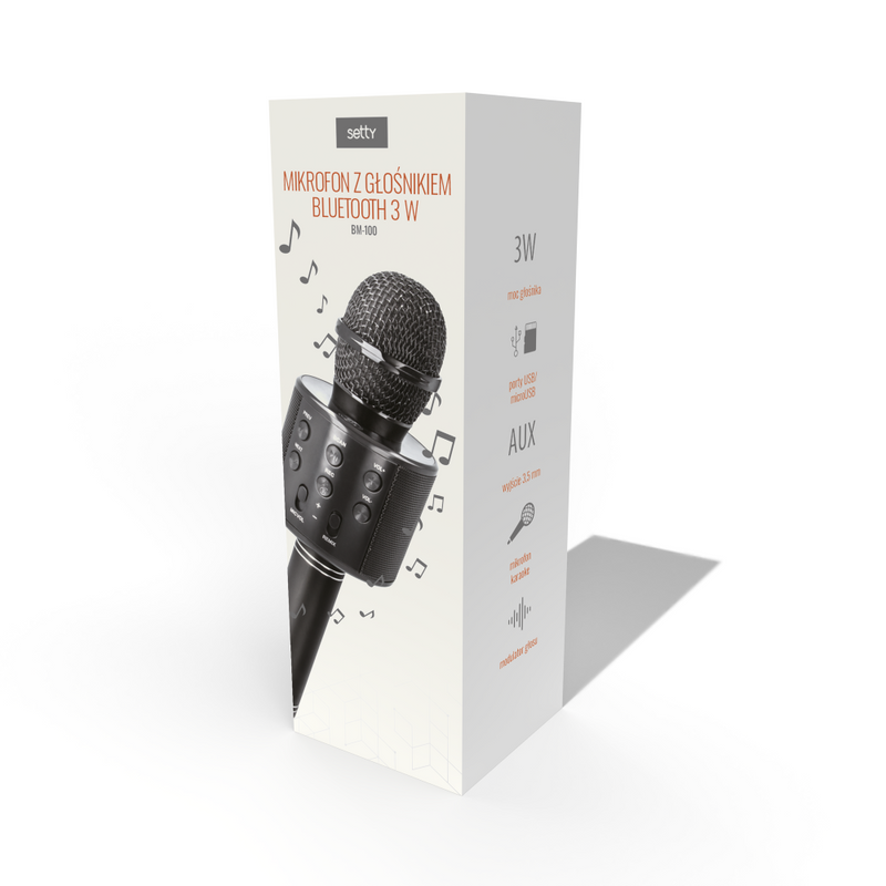 Mikrofon z głośnikiem Bluetooth 3W Setty BM-100 czarny