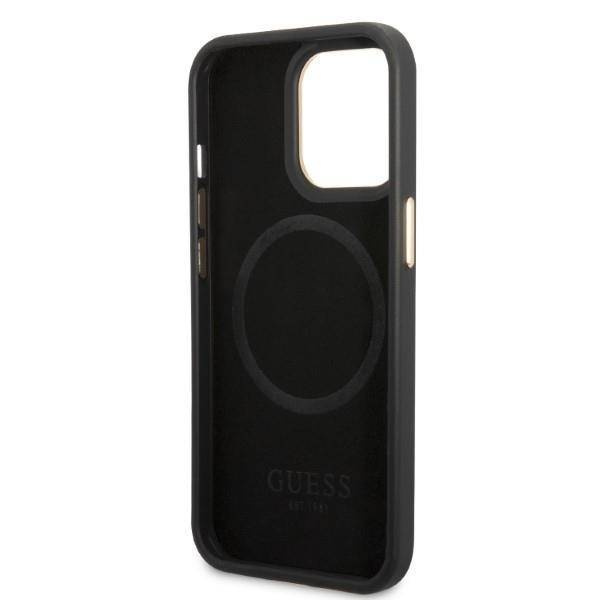 Guess Peony Logo Plate MagSafe - Etui iPhone 13 Pro (czarny)
