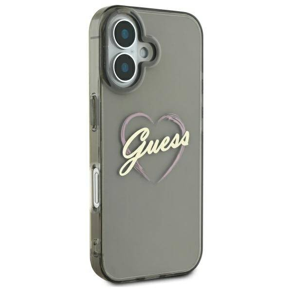 Original Handyhülle IPHONE 16 PLUS Guess Hardcase IML Heart (GUHCP16MHCHGSPK) schwarz