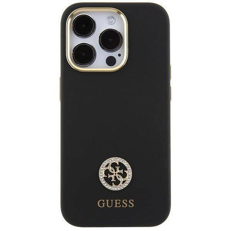 Oryginalne Etui APPLE IPHONE 15 PRO MAX Guess Hardcase Silicone Logo Strass 4G (GUHCP15XM4DGPK) czarne