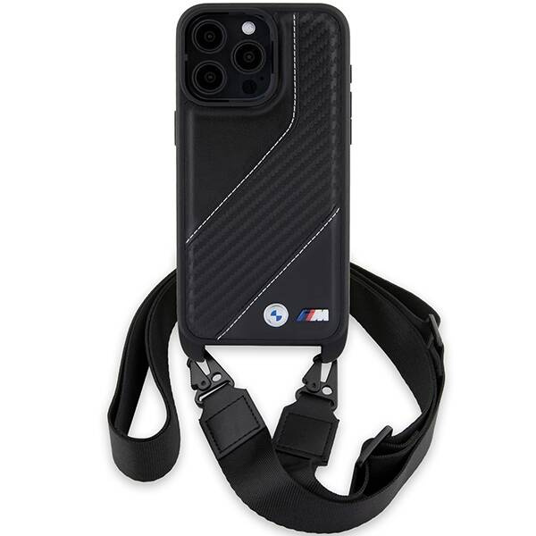 BMW M Edition Carbon Stripe &amp; Strap Hülle für iPhone 15 Pro – Schwarz