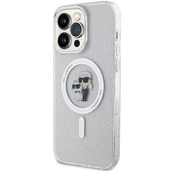 Etui Karl Lagerfeld Karl&Choupette Glitter MagSafe na iPhone 15 Pro Max - przezroczyste