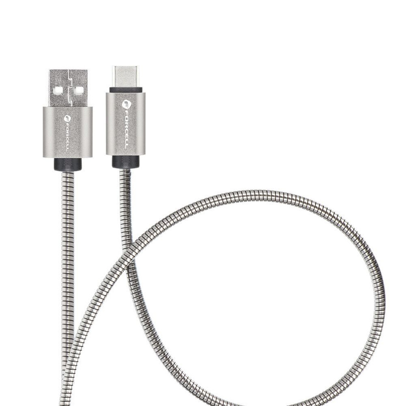 Kabel USB A do USB C Forcell F-Energy QC4.0 3A 66W Metal 1 m C234 srebrny