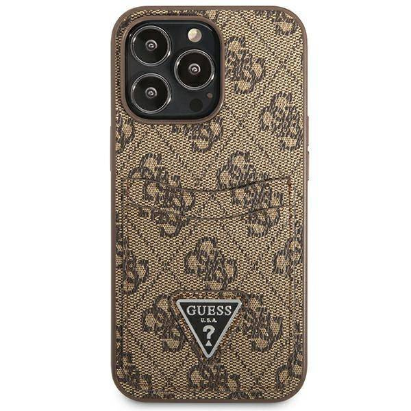 Schutzhülle IPHONE 13 PRO Guess Hardcase 4G Triangle Logo Cardslot (GUHCP13LP4TPW) braun