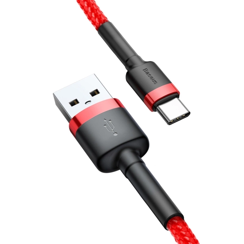 Baseus Cafule Cable - Kabel do ładowania i transmisji danych USB do USB-C 3 A, 1 m (czerwony)