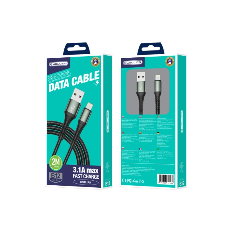 JELLICO cable B12 Lightning 3.1A 2M Black